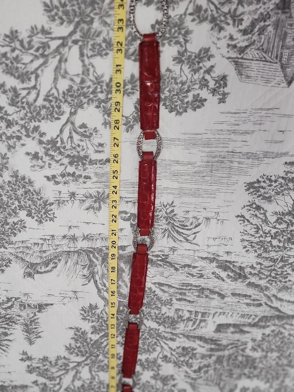 Brighton Red Leather Belt with Silver Size 34 x 1